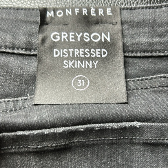 MONFRERE Greyson Distressed Skinny Jean Slash Rodium Black Mens Sz 31 NEW - Picture 11 of 16